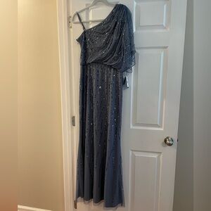 NEW with Tags Adrianna Papell Charcoal Gray Beaded Cocktail Gown